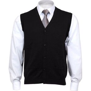 OLYMP modern fit mouwloos vest wol - V-hals - zwart