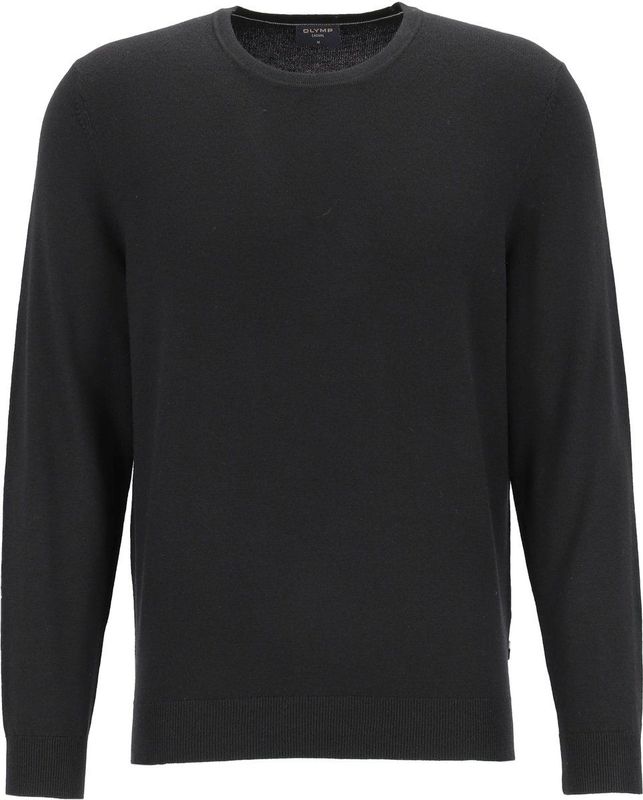 OLYMP modern fit trui wol - O-hals - zwart