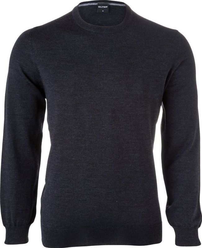 Olymp Trui O-Hals Wol Antraciet - Heren - Pullovers