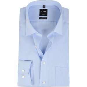 OLYMP Luxor modern fit overhemd - lichtblauw structuur - Strijkvrij - Boordmaat: 37