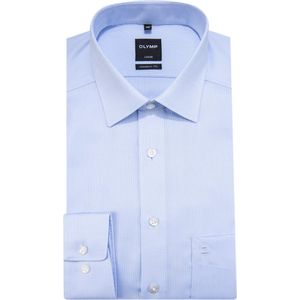 OLYMP Luxor Overhemd - Blauw - Effen - Lange Mouw - 100% Katoen