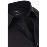 OLYMP - Zwart Effen Overhemd - 100% Katoen - Kent Kraag - Lange Mouwen