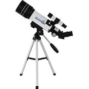 Zoomion® Telescoop Voor Beginners 140X Zoom – 70 mm Refractor – 7-delige Set met 2 Oculairs, 3× Barlow, Omkeerlens, Amici-Prisma, Zoeker & Tafelstatief – Reis- en Starterstelescoop