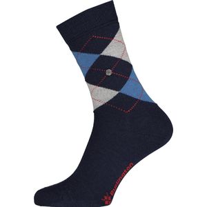 Burlington Marylebone ademende sokken klimaatregulatie geurremmende wol fantasiepatroon argyle warme platte teennaad voor dagelijks leven en werk 1 paar, Blauw (Dark Navy 6375)