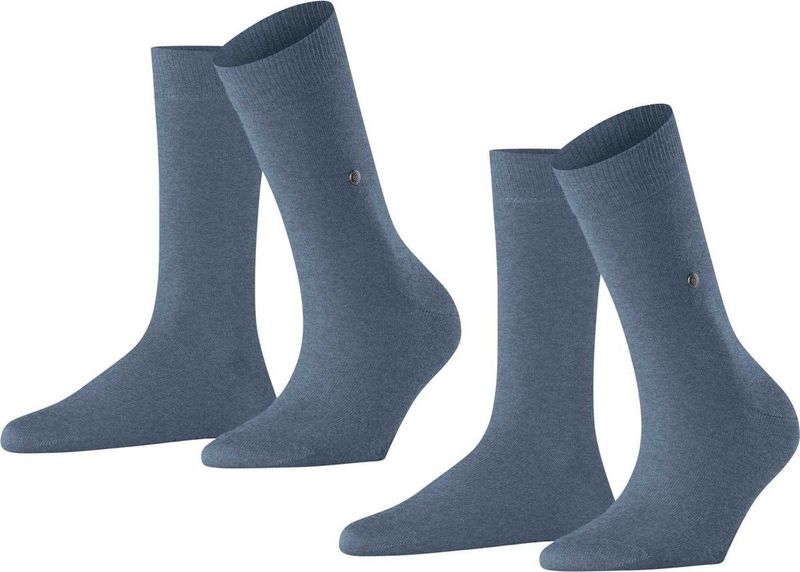Burlington - Everyday Multipack Sokken - Blauw Light Denim - Katoen - 2 Paar