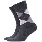 Burlington Everyday Mix 2-Pack W SO katoen, fantasiepatroon, 2 paar damessokken (2 stuks), Antracietgrijs Melange 3081