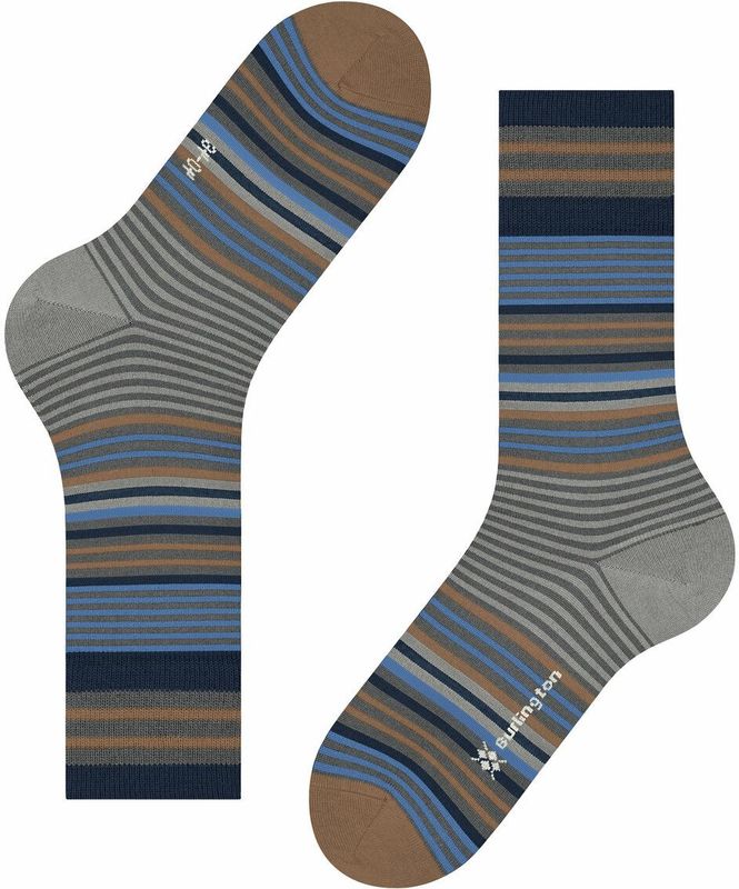 Burlington - Stripe M SO - Thermosokken - Grijs - Wol - 1 Paar