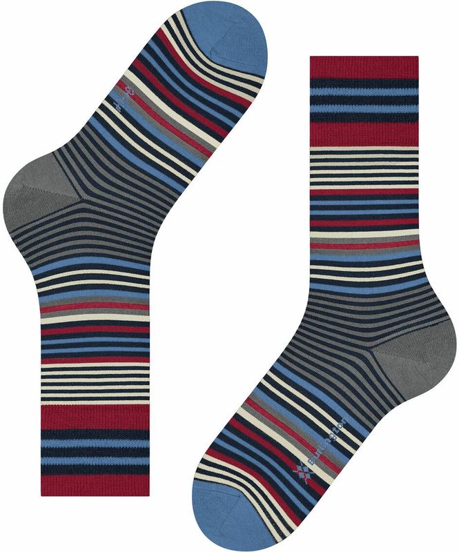 Burlington - Stripe - Huissokken - Blauw - One-size - Wol