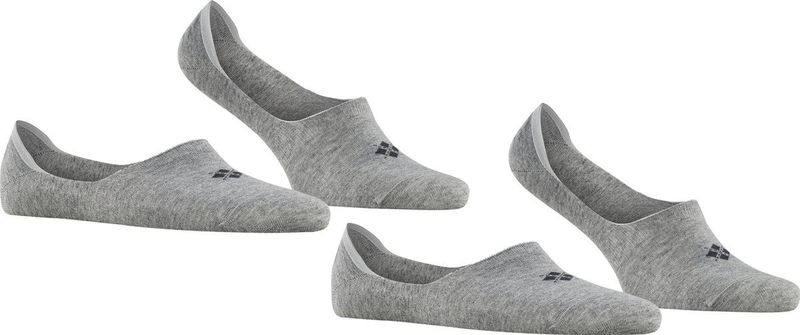 Burlington Everyday 2-Pack onzichtbare antislip kousenvoetjes katoen multipack footies heren grijs - Maat 39-40