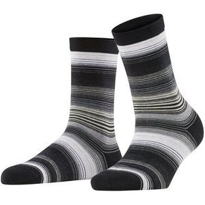 Burlington - Stripe - Damessokken - Zwart - Katoenmix