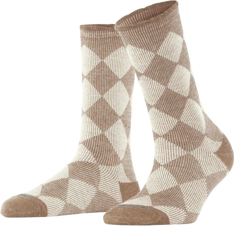 Burlington - Coventry - Damessokken - Ruitpatroon - Fijne Geribbelde Structuur - Alpacawol