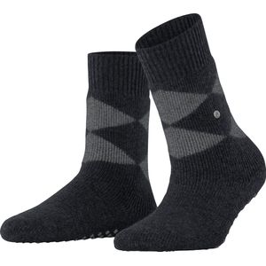 Burlington - Cosy Argyle - Huissokken - Zwart - Antislip Noppen Wol