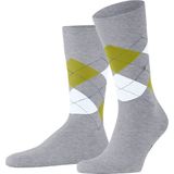 Burlington - King - Hoge Sokken - Grijs - Biologisch Katoen - Ruit Print