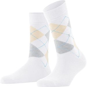 Burlington - Queen - Gedessineerd Katoen Sokken - Wit - Maat 36-41