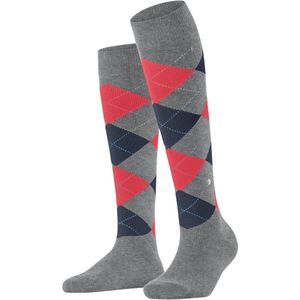 Burlington - Queen - Katoenen Kniekousen - Grijs - Lang Gedessineerd