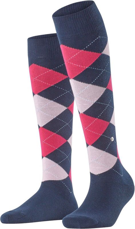 Burlington - Queen - Katoenen Kniekousen - Blauw - Gedessineerd