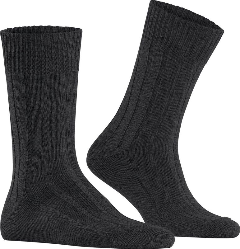 Argyle - Grof Gebreide Sokken - Grijs - Wol