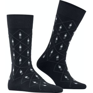 Burlington - Big Ben - Enkelsokken - Zwart - Huidvriendelijk Katoen met Argyle Patroon