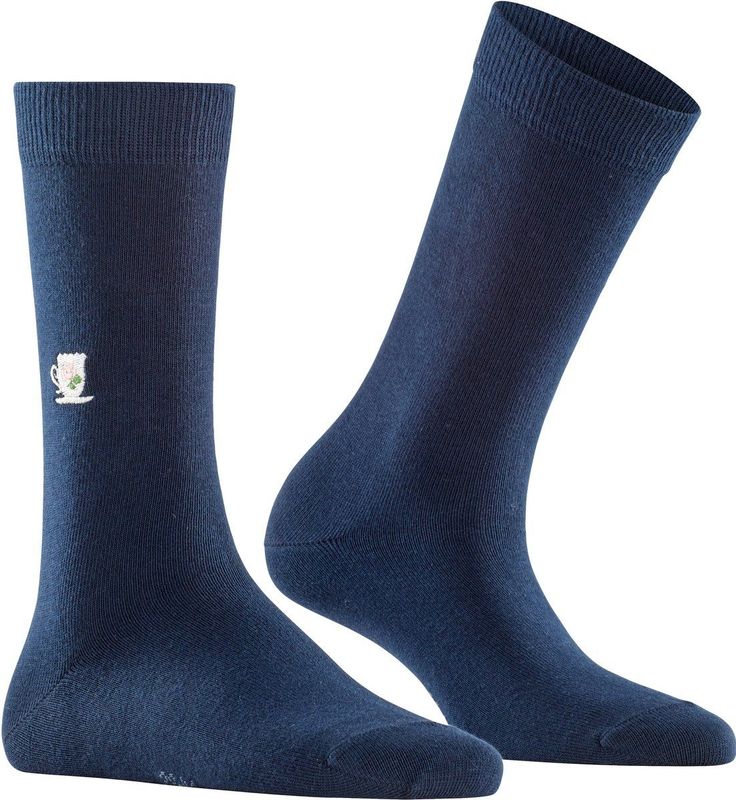 Burlington - Brit Style - Gedessineerd Katoen Sokken - Blauw - Maat 36-41