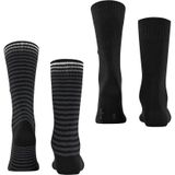 Burlington Everyday Stripe SO - Mixed 2-Pack one size, cadeau geschenkset Katoen sokken heren zwart - Maat 40-46