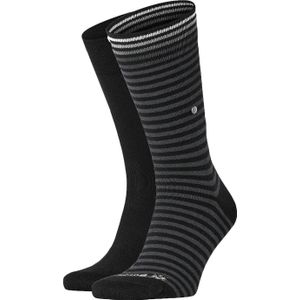 Burlington everyday stripe 2-pack sokken zwart & grijs heren