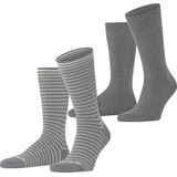 Burlington - Everyday Stripe SO - Sokken - Grijs - Mixed 2-Pack