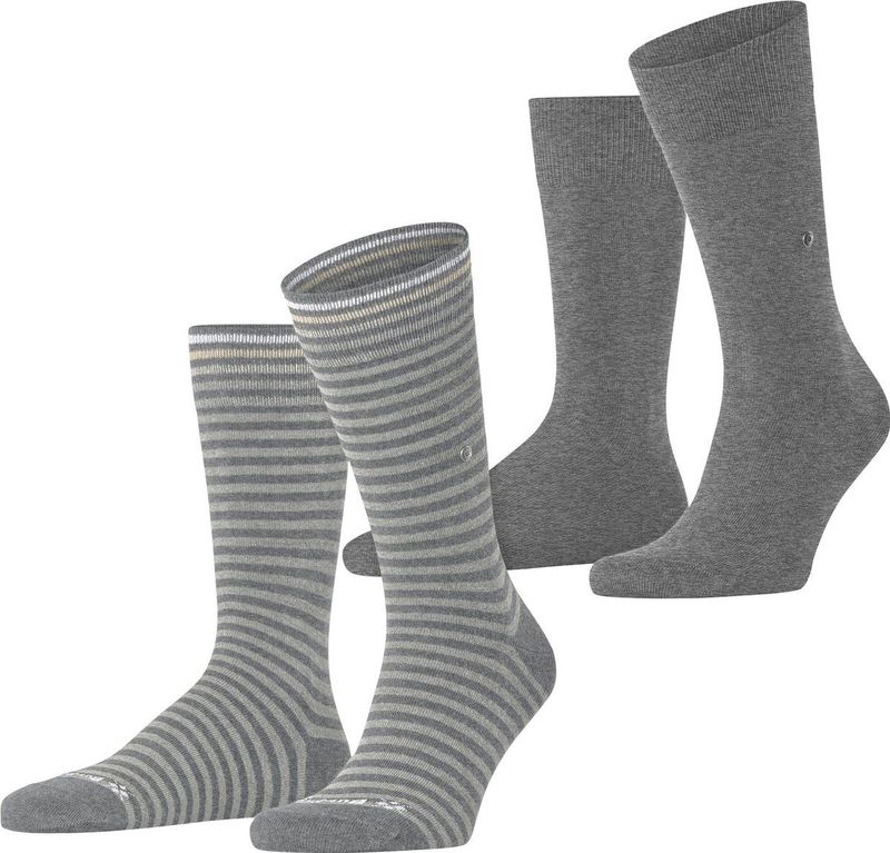 Burlington - Everyday Stripe SO - Sokken - Grijs - Mixed 2-Pack