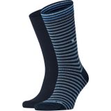 Burlington Everyday Stripe SO - Mixed 2-Pack one size, cadeau geschenkset Katoen sokken heren blauw - Maat 40-46