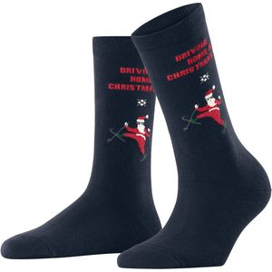 Burlington - Skiing Santa W - Katoenen Sokken - Marineblauw - Grappig Kerstmotief