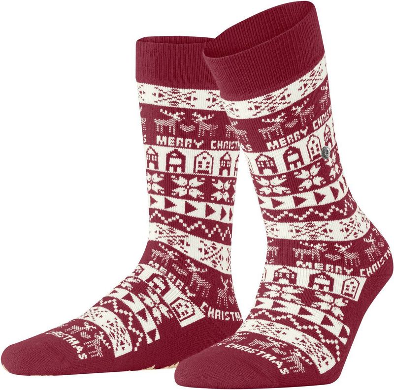 Burlington - Merry Christmas W Hp - Huissokken - Rood Cranberry - 1 paar