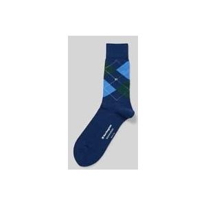 Burlington donkerblauw geruiten sokken