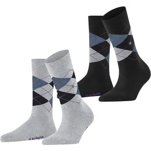 Argyle - Huissokken - Zwart - Gekamd Katoen