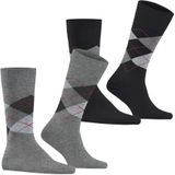 Burlington - Everyday Argyle - Gedessineerd Sokken - Grijs - Katoen - 2-Pack