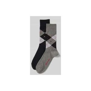 Burlington - Everyday Argyle - Gedessineerd Sokken - Grijs - Katoen - 2-Pack