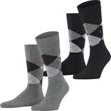 Burlington - Everyday Argyle - Gedessineerd Katoen Sokken - Blauw - 2-Pack