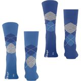 Burlington - Everyday Argyle - Gedessineerd Katoen Sokken - Blauw - 2-Pack