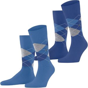 Burlington - Everyday Argyle - Gedessineerd Katoen Sokken - Blauw - 2-Pack