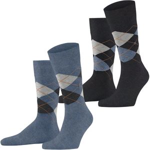 Burlington - Everyday Argyle - Gedessineerd Katoen - Blauw - 2-Pack