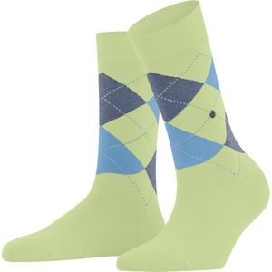Burlington Queen Gedessineerd Sokken Dames Groen - Katoen - Argylepatroon