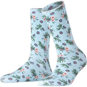 Burlington - Floral Romance - Gedessineerd Katoen Sokken - Blauw