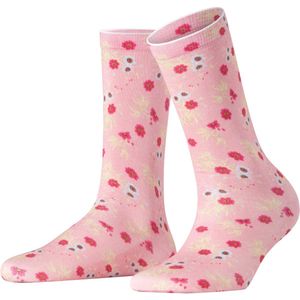 Burlington - Floral Romance - Gedessineerd Katoen Sokken - Roze