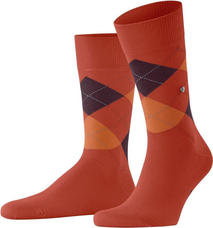 Burlington - King - Heren Sokken - Oranje - Katoen Gedessineerd - 1 Paar