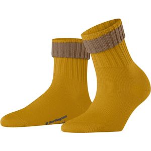 Burlington - Plymouth W - Dames Sokken - Geel Mustard - 1 Paar - Wol