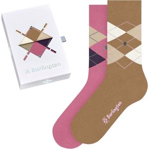 Burlington - Basic Gift Box - Dames Sokken - Veelkleurig - 2 Paar - Katoen Gedessineerd