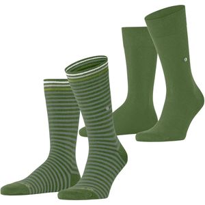 Burlington - Everyday Stripe - Heren Sokken - Groen Fir Green - 2 Paar
