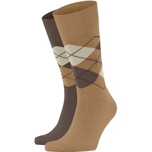 Burlington - Everyday Argyle - Heren Sokken - Beige Brown Sugar - 2 Paar