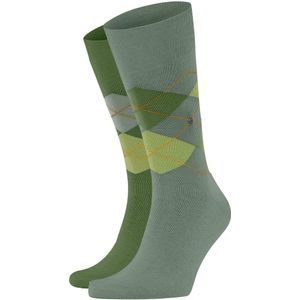 Burlington Heren Sokken Everyday Argyle M So katoen gedessineerd 2 paar, Groen Sage 7068, 40-46