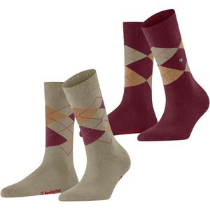 Burlington - Everyday Argyle W So - Dames Sokken - Beige - 2 Paar
