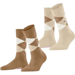 Burlington - Everyday Argyle W So - Sokken - Beige Brown Sugar 5152 - 2 Paar