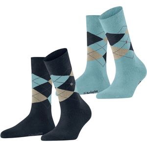 Burlington - Everyday Argyle W So - Dames Sokken - Blauw Marine - 2 Paar